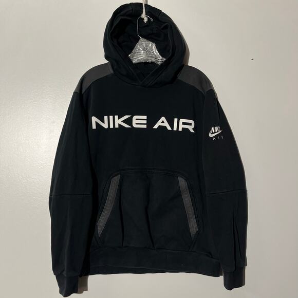Nike Air Graphic Logo Print Black Pullover Hooded Sweatshirt Men’s Size Medium - Picture 1 of 7